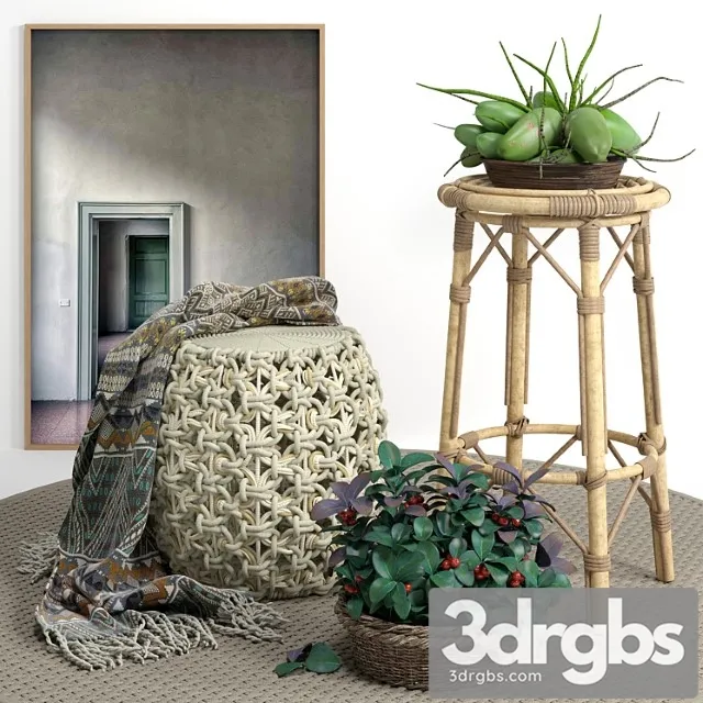 Palecek Ottoman set 3D Model Free