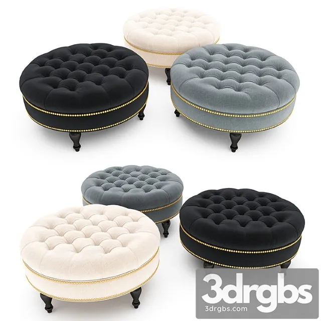 Palfrey Linen Modern Tufted Ottoman 3D Model Free