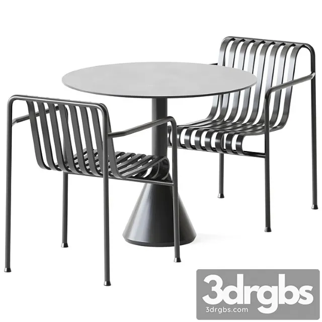Palissade Cone Table D90 and Palissade Dining Armchair by Hay 3D Model Free
