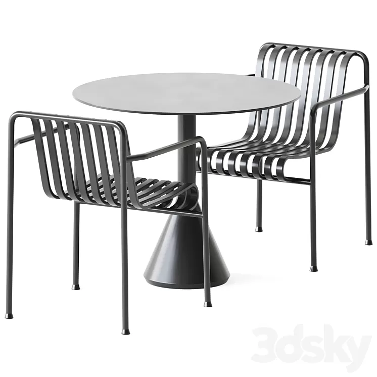 Palissade Cone Table D90 and Palissade Dining Armchair by Hay 3D Model