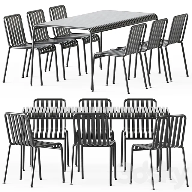 Palissade Table and Palissade Chair by Hay 3D Model
