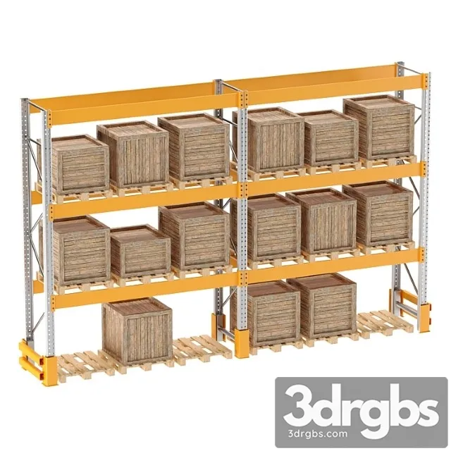 Pallet Rack For Warehouse Pallet Box 3D Model Free