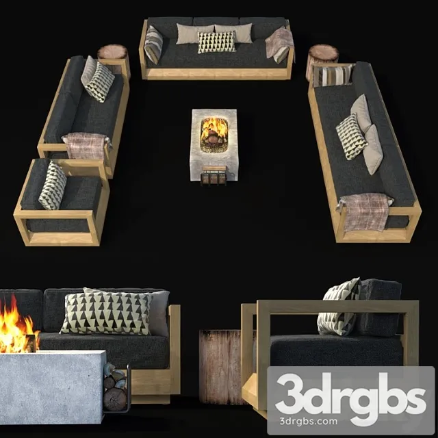 Paloma Teak Outdoor Seating Collection 3D Model Free