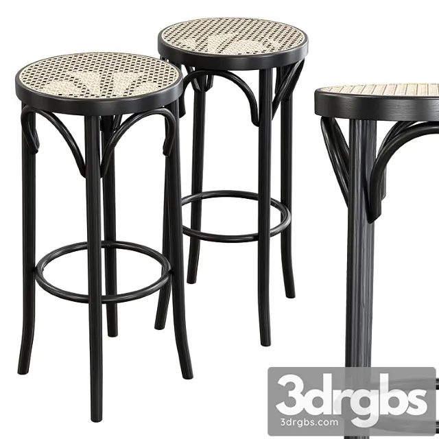 Pamono Mid Century Cane Bentwood Stools by Michael Thonet 3D Model Free