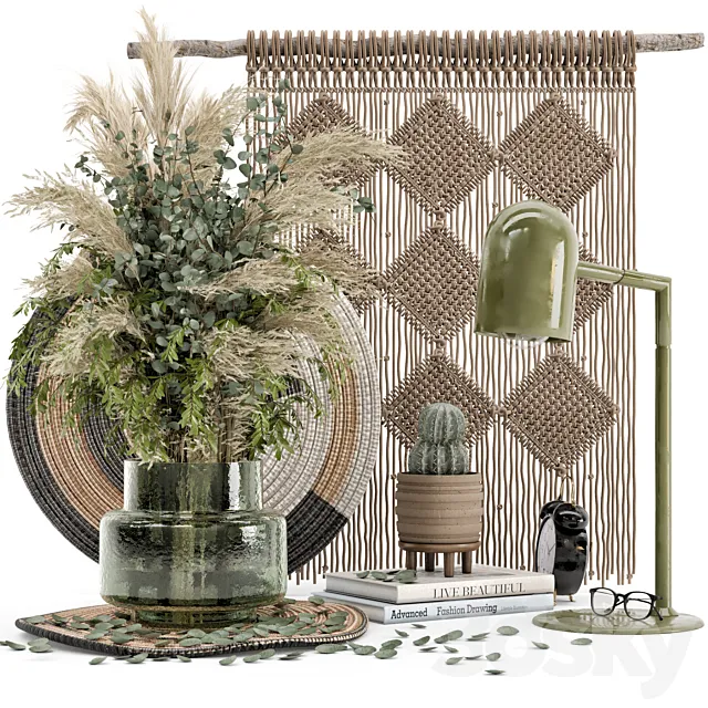 Pampas Decorative Set Dried Flower - Set 754 3DModel