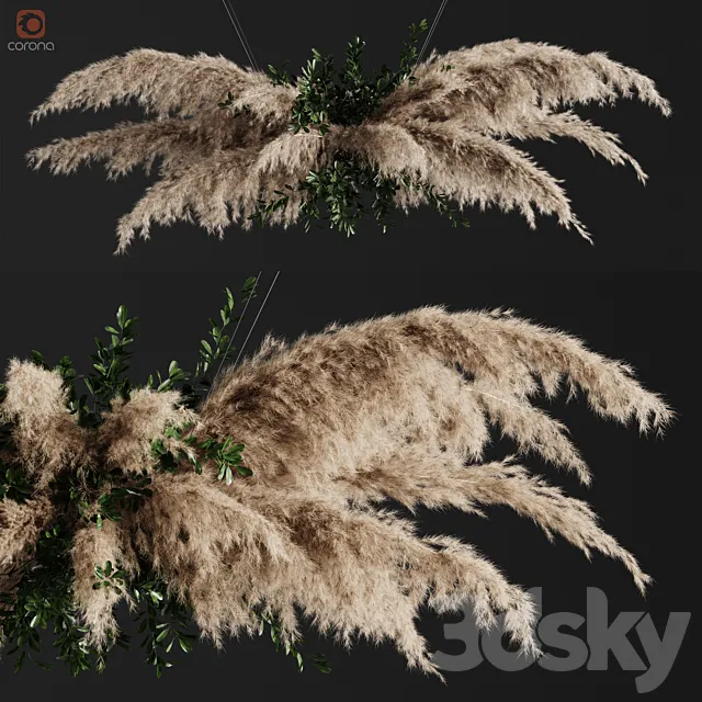 Pampas grass chandelier 01 3DModel
