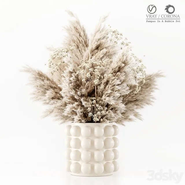 Pampas In A Bubble Pot 3D Model