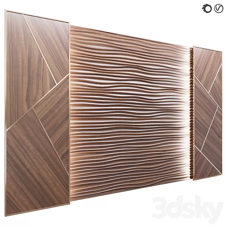 Panel Decor wooden waves 3D Model Free