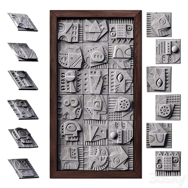 Panel decorative cube square n3 3D Model