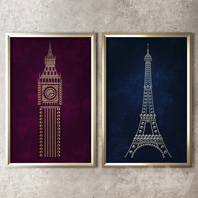 Panel Eiffel Tower and Big Ben Free Download