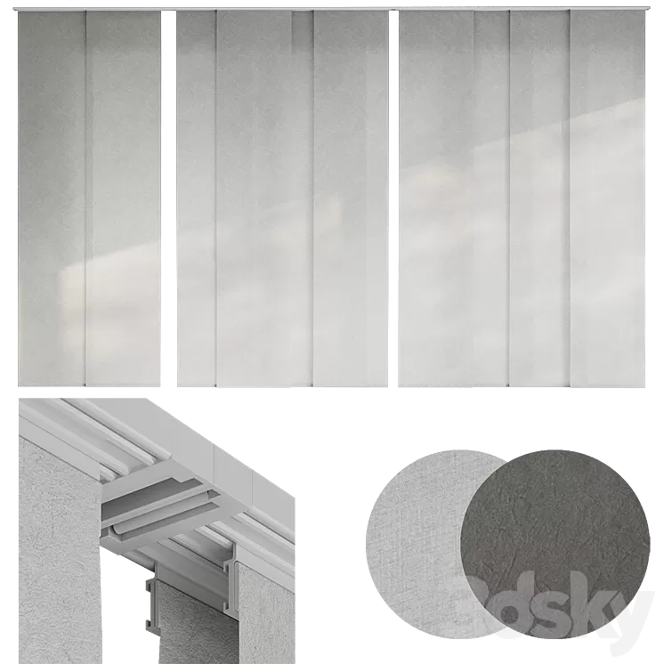 Panel Japanese curtains 3D Model Free