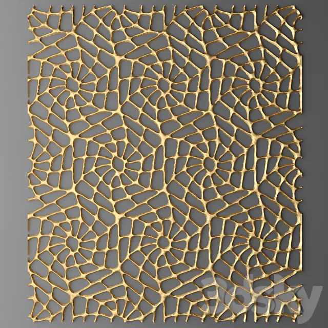Panel lattice web wall decor luxury gold 3D Model