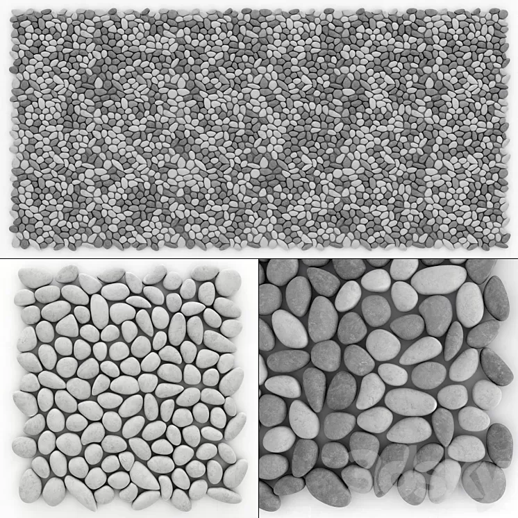 Panel pebble smooth Tile Bathroom n2 / Pebble panel for bathroom n2 3D Model