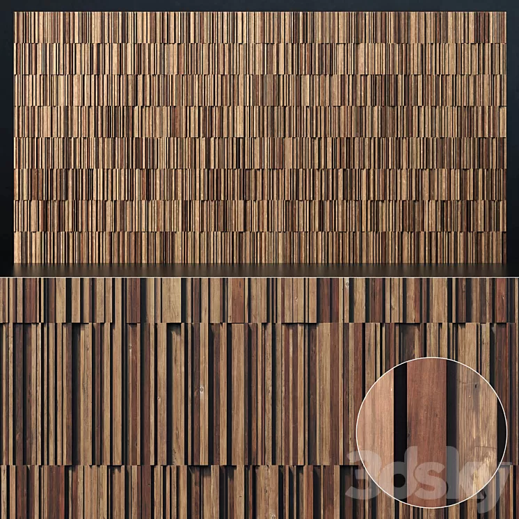 Panel rail line wood n1 / Panel from long strips wood number 1 3D Model