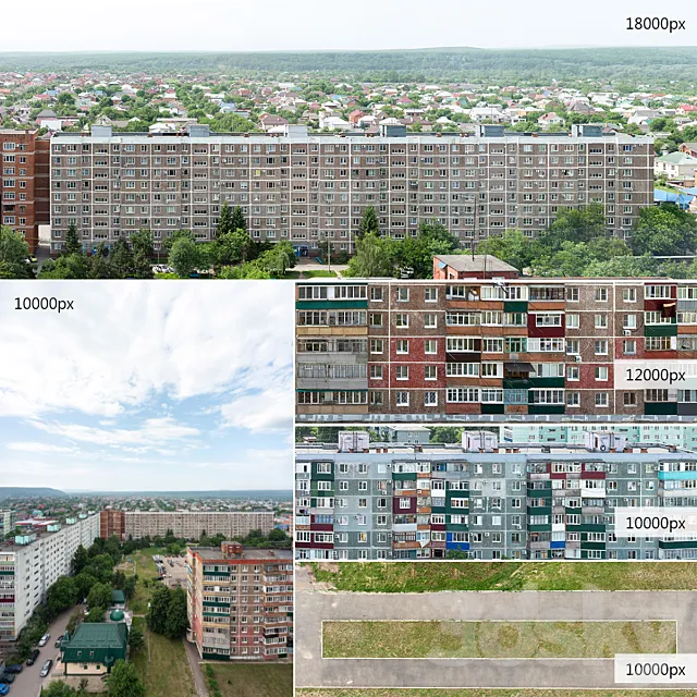 Panorama backs facades grass asphalt from Maikop 3D Model