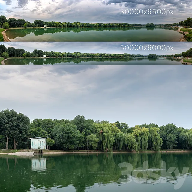 Panorama with a lake and trees v2. 30-50k Free Download