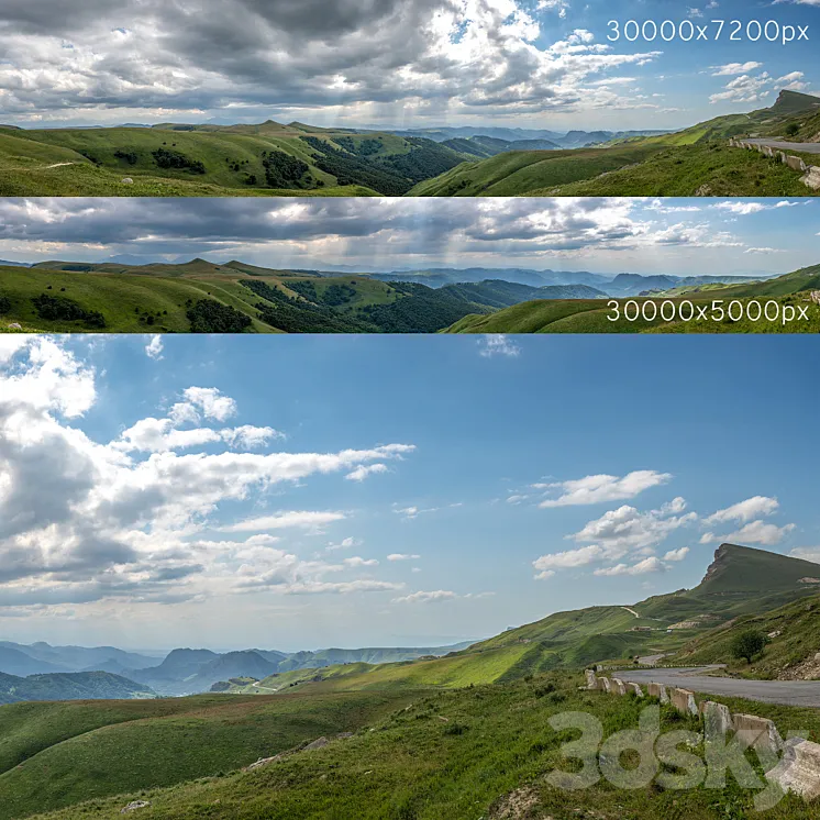 Panorama with mountains. 2 pcs. 30k 3D Model Free