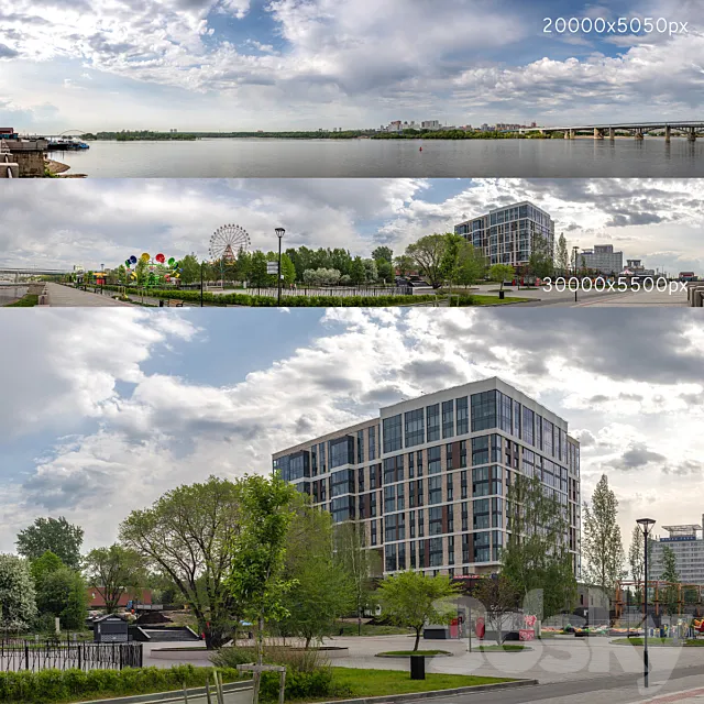 Panoramas of Novosibirsk. Left bank and park 3D Model