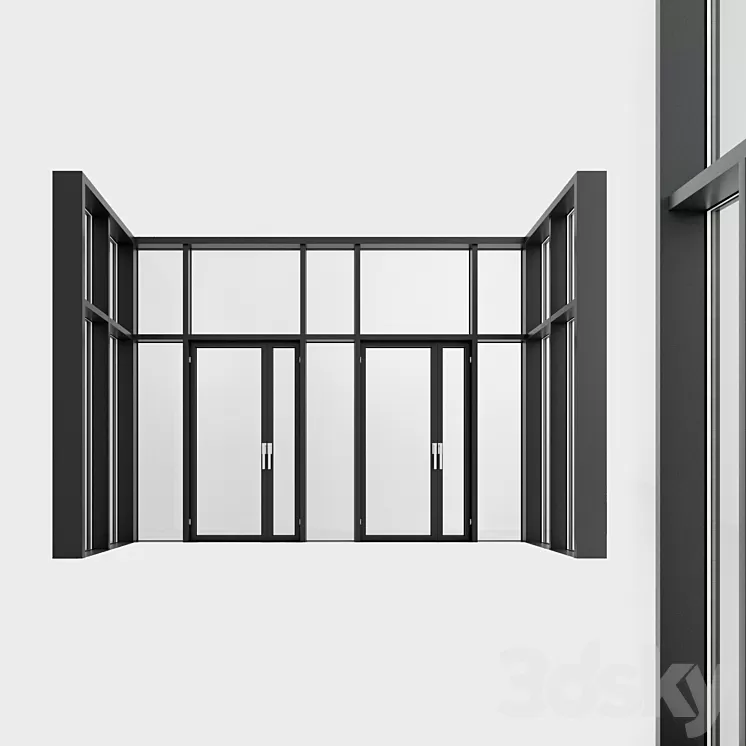 Panoramic glazing. A door. eight 3D Model