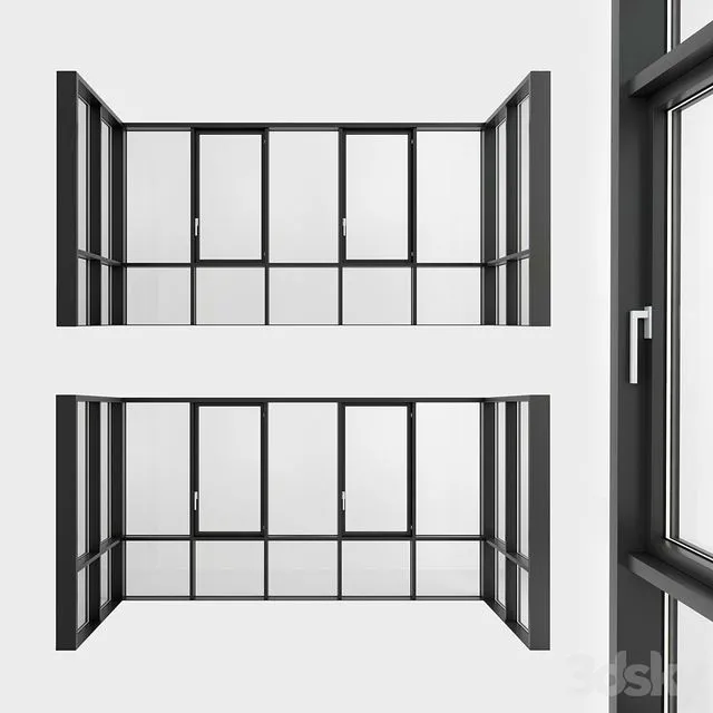 Panoramic glazing. Stained glass. one hundred 3D Model