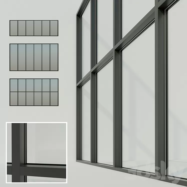 Panoramic glazing. Stained glass window 3D Model