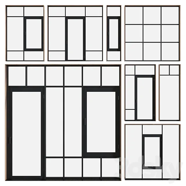 Panoramic glazing windows 007 3D Model