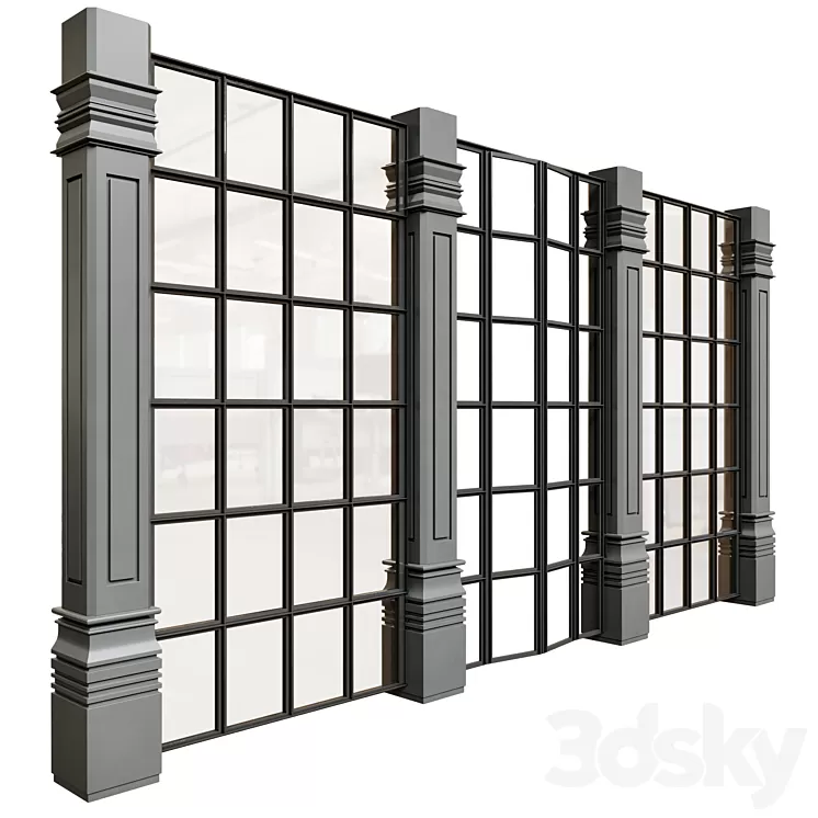 Panoramic windows and doors 3D Model Free