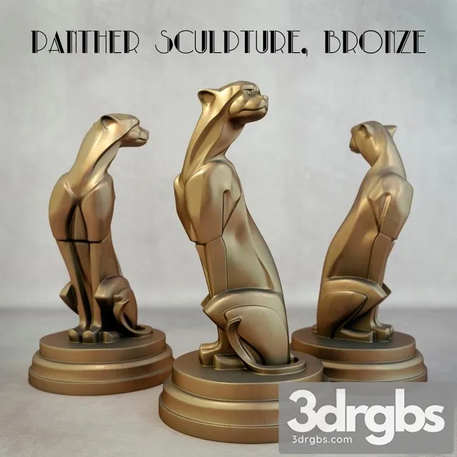 Panthere Sculpture Bronze 3D Model Free