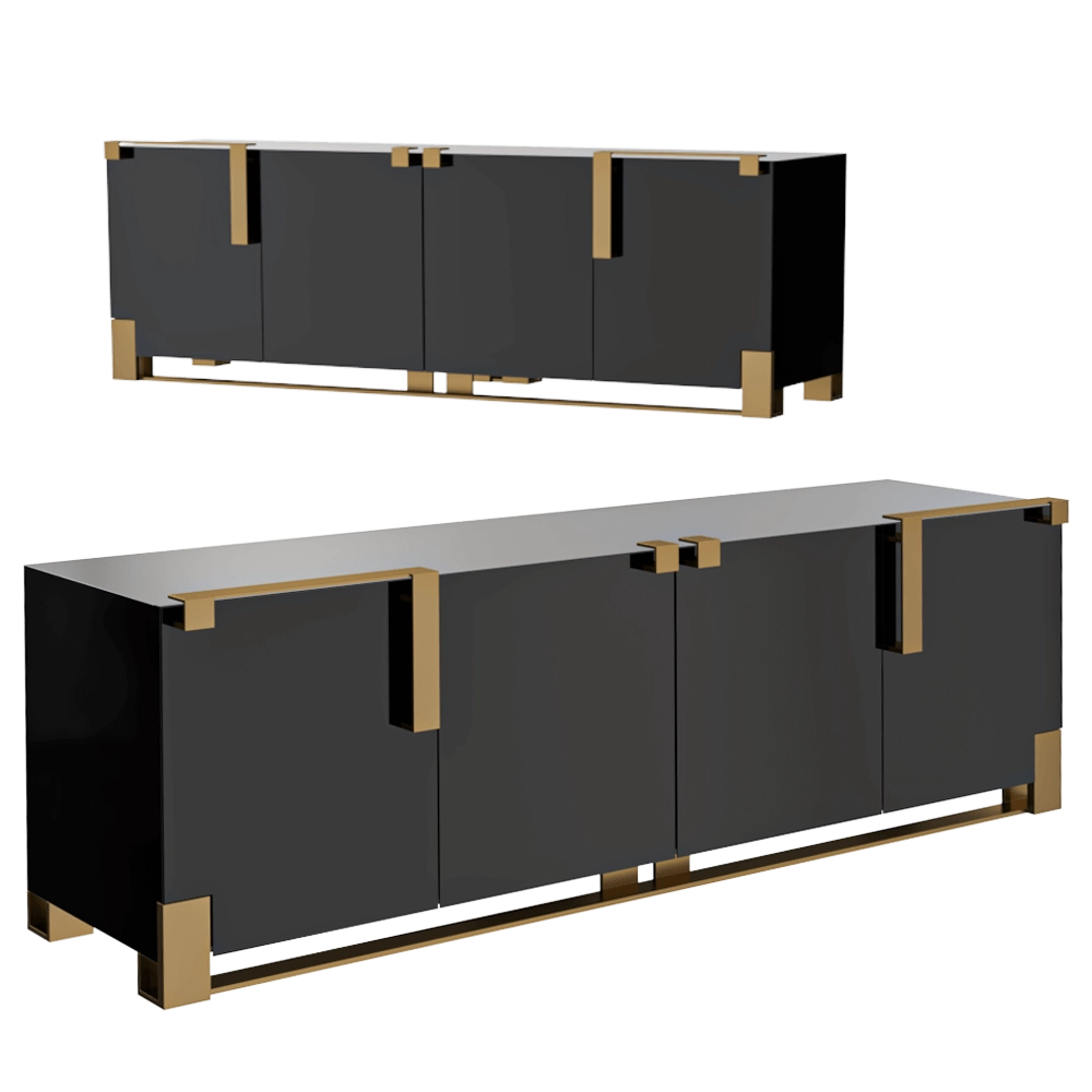 Paolo Castelli - Commode Black & Gold 3D Model