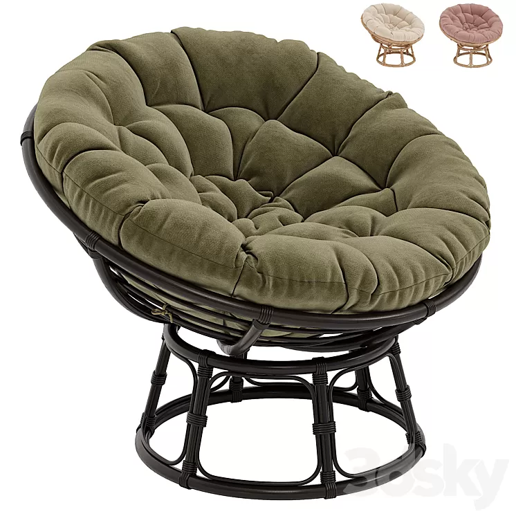 Papasan rattan armchair Aranias 3D Model Free