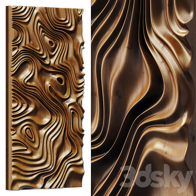 Parametric liquid wood line panel n1 3D Model