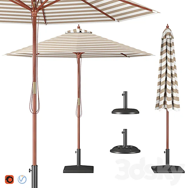 Parasol with Bases 2 3D Model