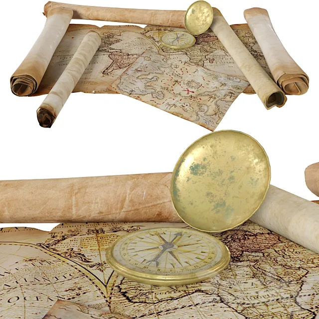 Parchment Scroll_Papirus Map 3D Model