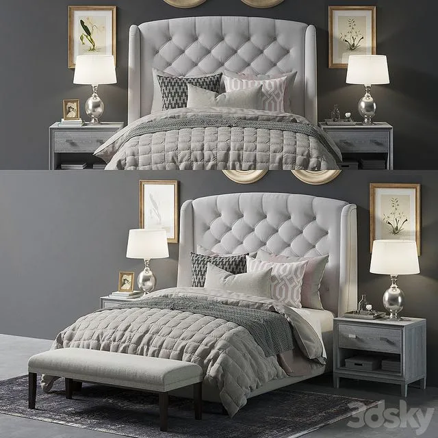 Paris Arched Winged Bed 3D Model