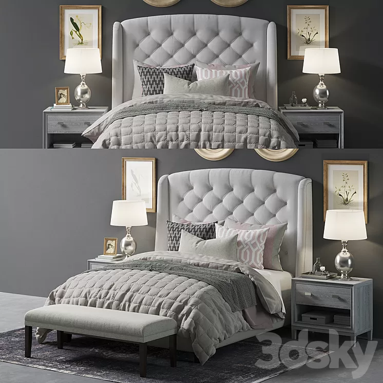 Paris Arched Winged Bed 3D Model