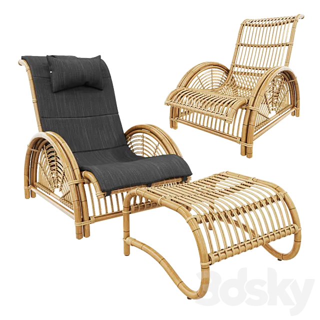 Paris Chair and Foot Stool 3D Model