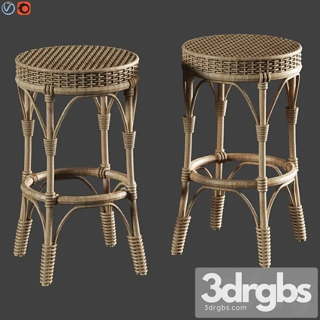 Parisian Woven Backless Bar Counter Stools 3D Model Free