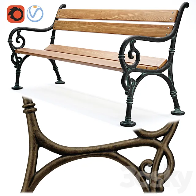 Park Bench 02 3D Model