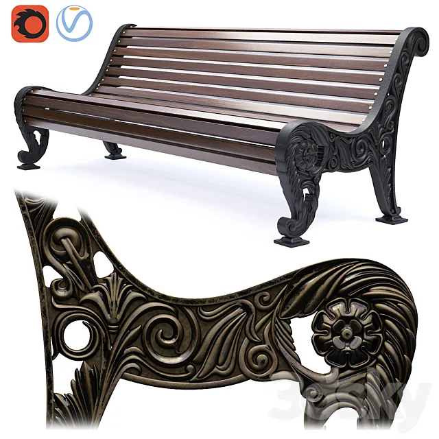 Park Bench 04 3D Model
