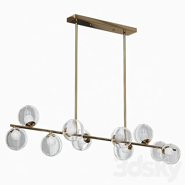 Parker chandelier 10 glass matt golds 3D Model