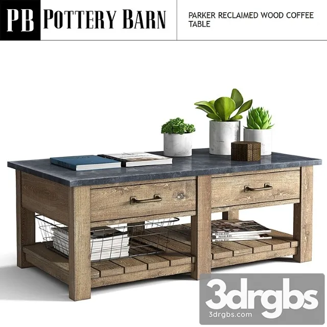 Parker reclaimed wood coffee table 2 3D Model Free