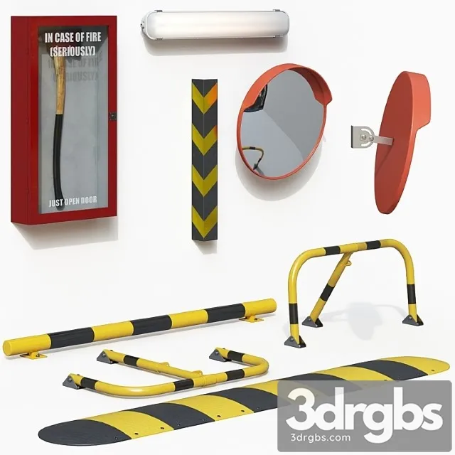 Parking Equipment Set 3D Model Free