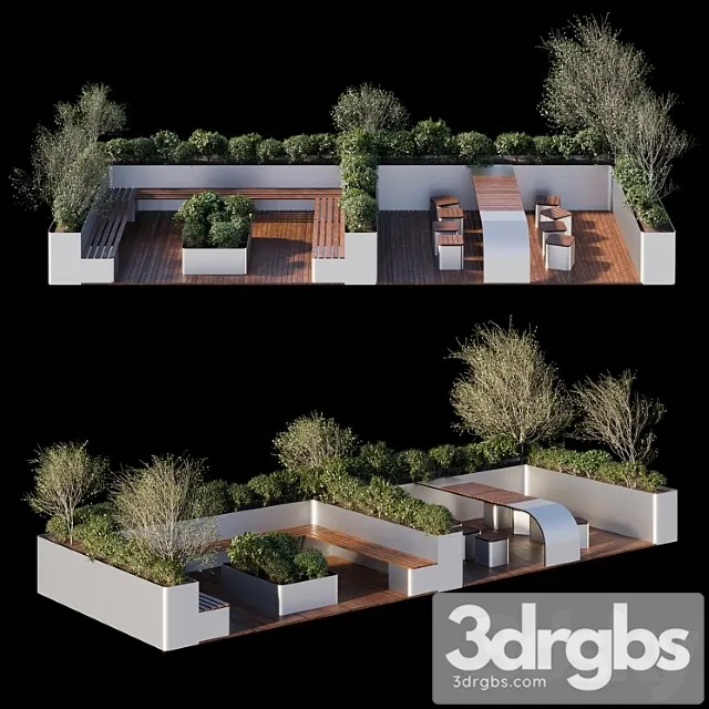 Parklet - recreation area in the park and urban environment 3D Model Free