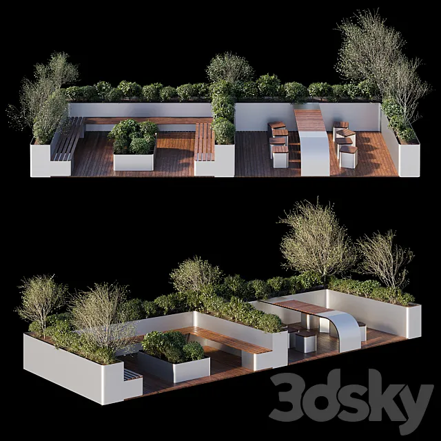 Parklet - recreation area in the park and urban environment 3D Model