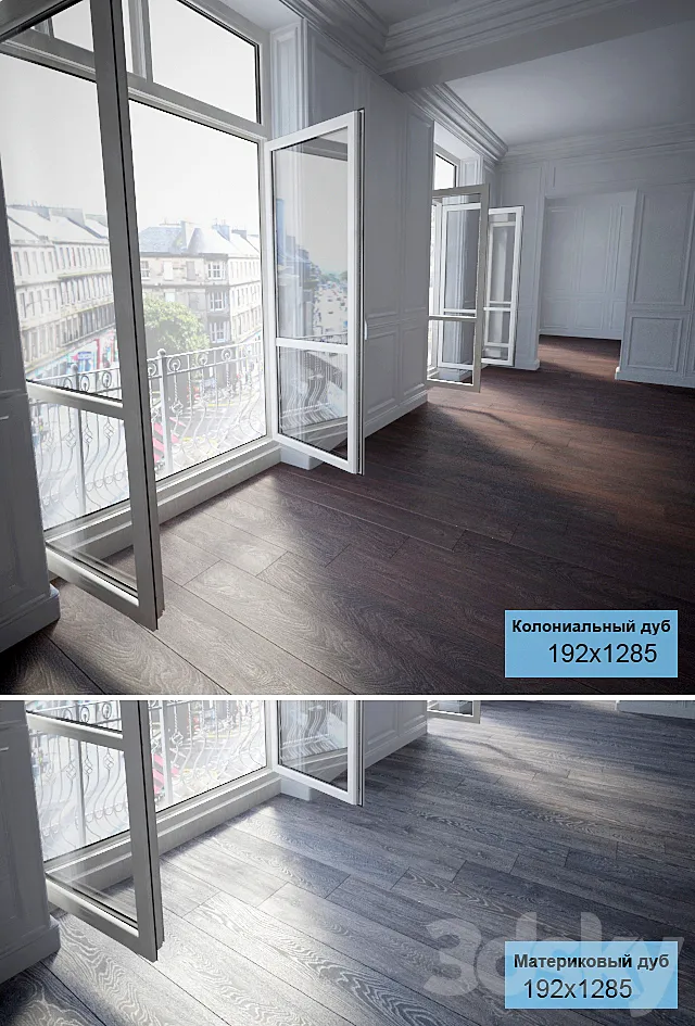 Parquet 2 species: Colonial oak. oak Mainland 3DModel