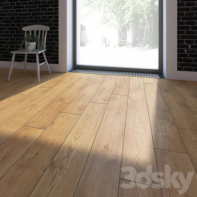 Parquet 2x types of Kronospan Swedish rustic oak and chestnut tan 3DModel