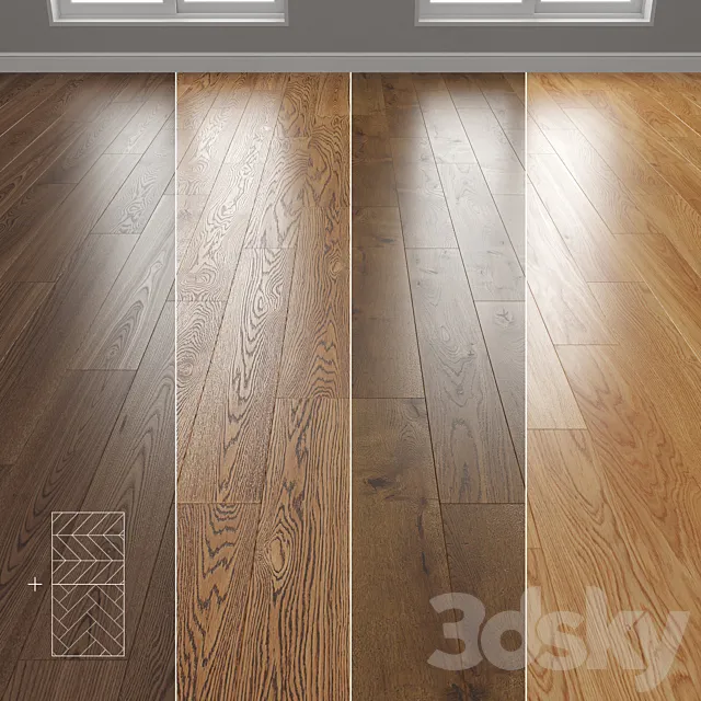 Parquet 4 colors Linear herringbone chevron setquad1 3D Model