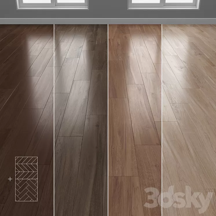 Parquet 4 colors Linear herringbone chevron setquad11 3D Model Free