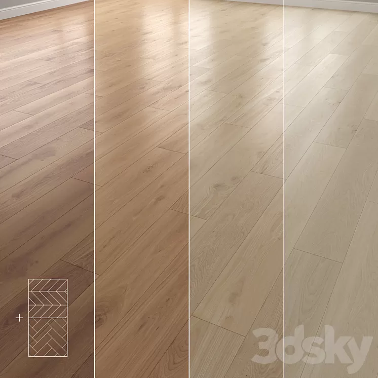 Parquet 4 colors Linear herringbone chevron setquad12 3D Model