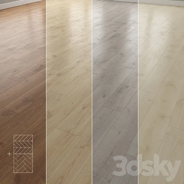 Parquet 4 colors Linear herringbone chevron setquad14 3D Model